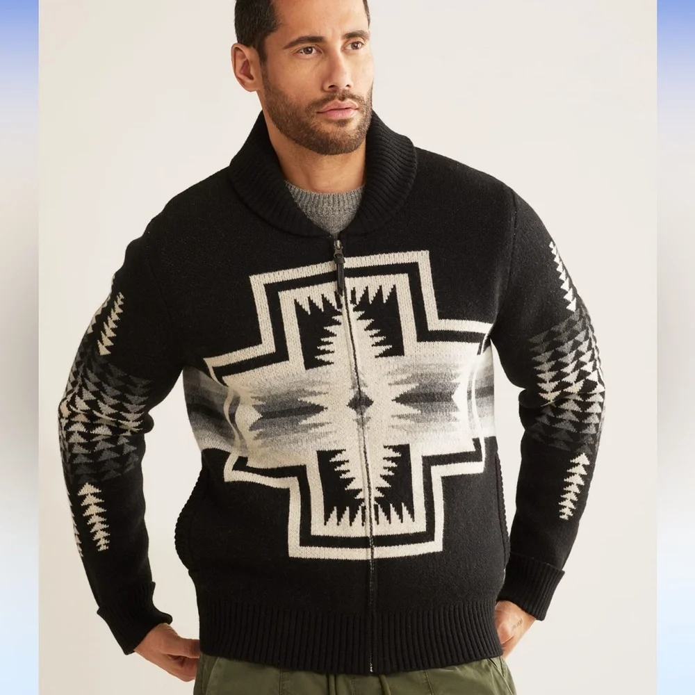 NWT Pendleton Men’s Harding Zip Lambswool Cardigan - Size Medium - Picture 1 of 9